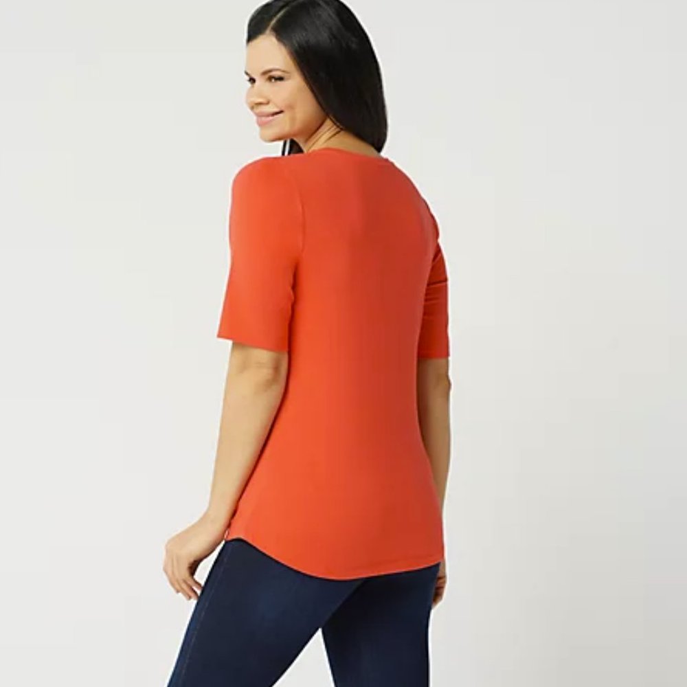 Denim & Co Essentials Elbow Sleeve Knit Top 10886 - Picture 2 of 2